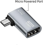 Powered Left Angle USB 2.0 Micro Male to USB Female Host OTG Adapter - Image 3
