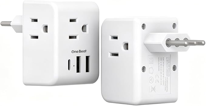 2 Pack Italy Travel Plug Adapter, Type L Italy Power Adapter by OneBeat
