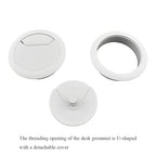 HAHIYO 2Pcs 2.4Inch/60mm White ABS Plastic Sector-Shaped Desk Grommet Wire - Image 3