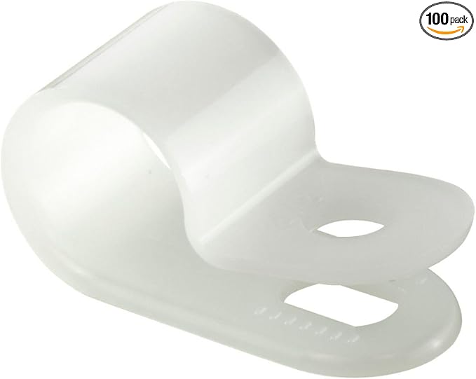 GTSE White Nylon Plastic Cable Clamps, 3/8" Screw Mounts by GTSE