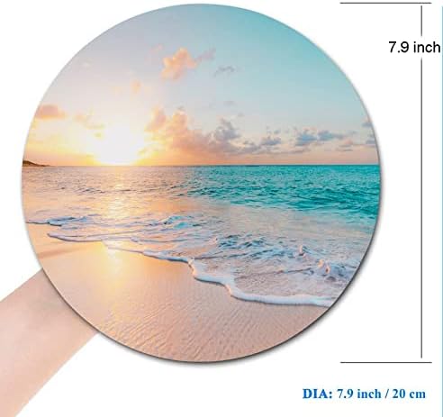 Round Mouse Pad, Beach Customized Premium-Textured Mouse Mat, Washable Mousepads - Image 2