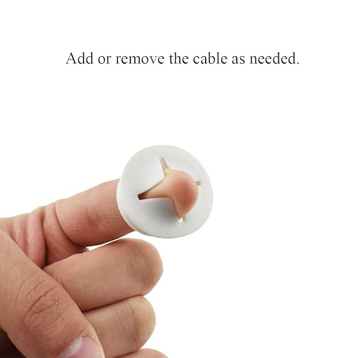 HAHIYO 4Pcs 1Inch/25mm White Flexible Rubber Desk Grommet Wire Grommet Cable - Image 4