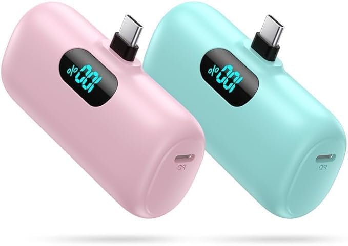 Samll Portable Charger for iPhone 16/15 Series, 5000mAh 3A PD USB C Power Bank by Kioson