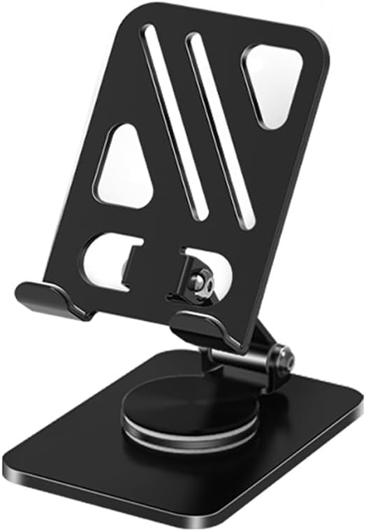 Adjustable Phone Stand with 360 Rotating Base Portable Foldable Carbon Steel - Image 2