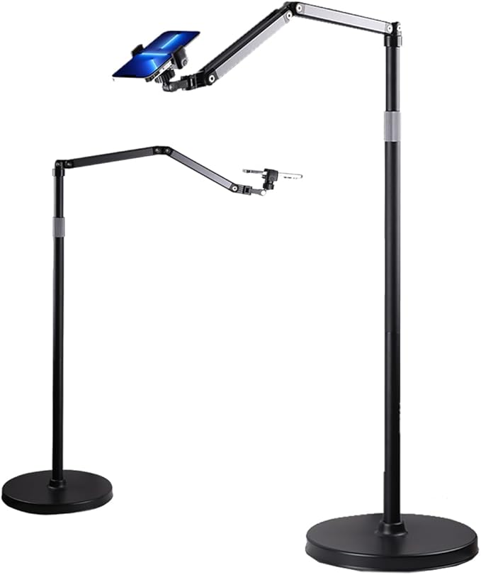 Phone Floor Stand for Recording Cell Phone Holder for Bed, Adjustable Tall Stand by Hocoder