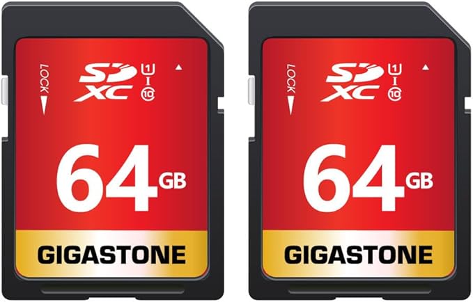 GIGASTONE 64GB SD Card 2-Pack UHS-I U1 Class 10 SDXC Memory Card High Speed by Gigastone