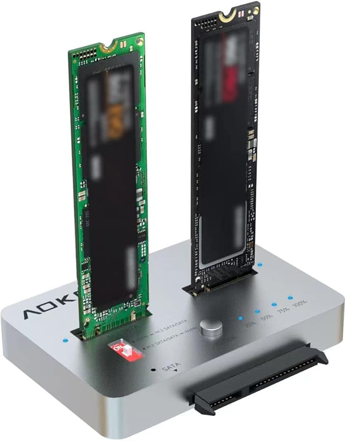 AOKO M.2 NVMe to M.2 SATA and 2.5”/3.5” SSD/HDD Clone Docking Station, USB-C - Image 6