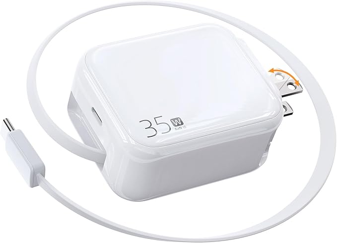35W Retractable USB-C Wall Charger, Fast Charging Block by YKZ