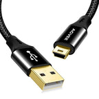 AGVEE 2 Pack 1ft Mini USB Cable, Braided Durable USB-A to Mini-B Charger by AGVEE