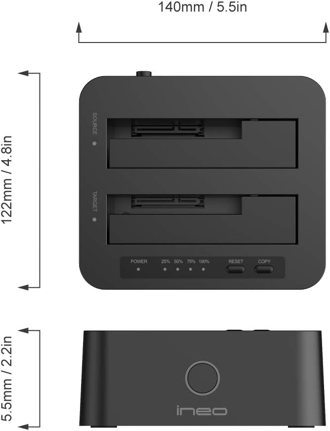 ineo USB 3.1 Gen1 to SATA 2.5" or 3.5 inch SSD/HDD Docking Station - Image 6