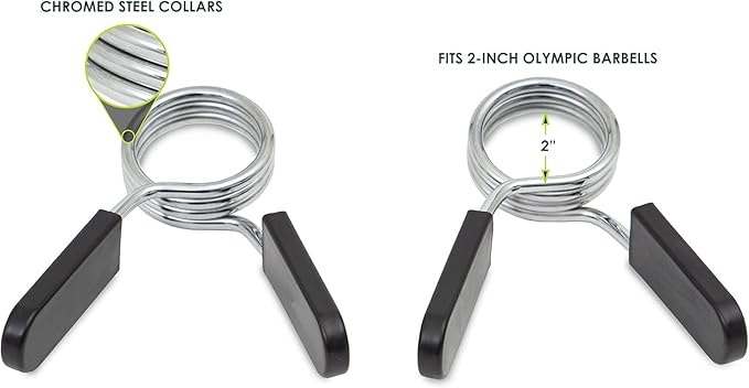 2Pcs Black 2 Inch Barbell Clamps, Stainless Steel Spring Collar Clips Weight - Image 2
