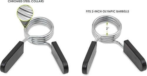 2Pcs Black 2 Inch Barbell Clamps, Stainless Steel Spring Collar Clips Weight - Image 2
