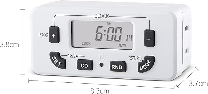 7 Day Programmable Digital Timer Outlet, Indoor Timer - Image 2
