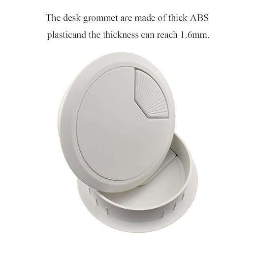 HAHIYO 2Pcs 3.15Inch/80mm White ABS Plastic Sector-Shaped Desk Grommet Wire - Image 4