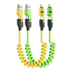4 in 1 Spring Fast Charging Cable, 65W USB-C PD Multi Fast Charging, 1.2m/4ft by LSGAE