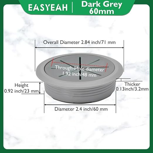 2 Pcs Desk Grommet 2-3/8" / 60 mm, Desk Hole Cover - Image 9