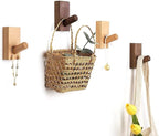 HomeDo 4Pack Adhesive Wall Hooks Hat Rack, Wooden Coat Hooks Wall Mounted - Image 4