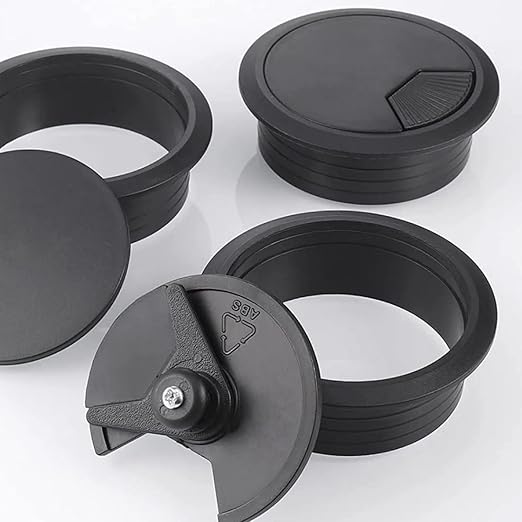 TuTuYa 6PCS Desk Grommet, Desk Cable Grommet 80mm Black Desk Cable Hole Covers - Image 3