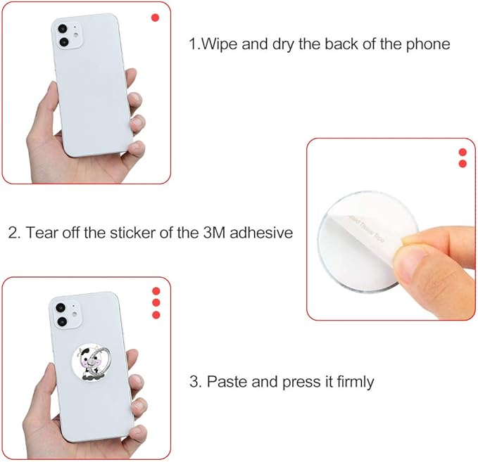 Bonoma Phone Ring Stand, 3 Pack Cute Cow 360 Degree Rotation Finger Grip Stand - Image 6