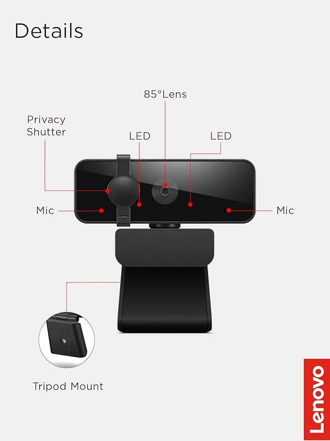 Lenovo Essential FHD Webcam Gen 2, Full HD, Dual Microphones, 85 Degree FOV - Image 8