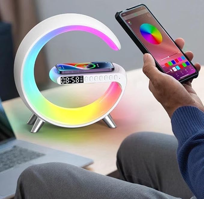 Smart Table Lamp with 4-in-1 Wireless Charger, Night Light, Alarm Clock - Image 2
