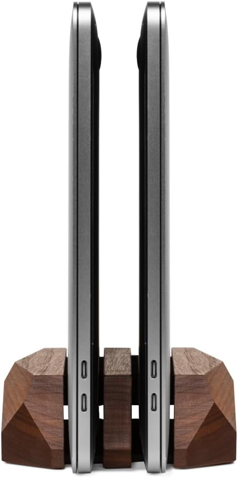Oakywood Dual Laptop Dock, Vertical Laptop Stand Wood, Laptop Stand - Image 5