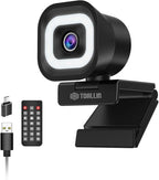 TOALLIN 4K Webcam with Ring Light, Remote Control, PDAF Autofocus, 1/2.5" by IdealforVideoConferencingandLiveStreaming