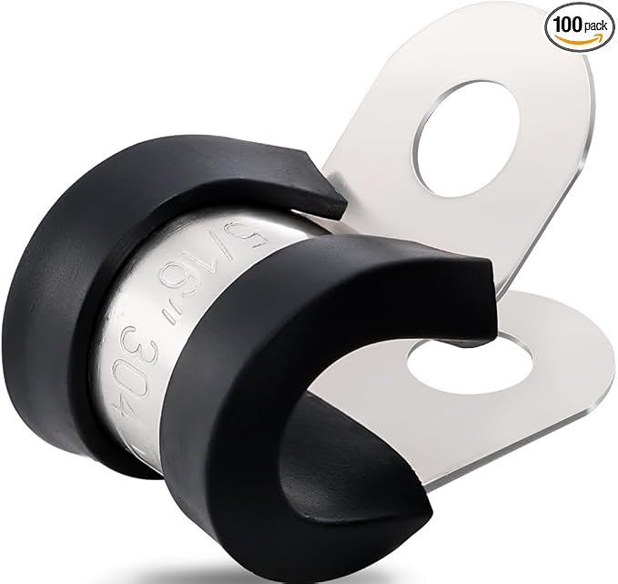 100PCS Cable Clamps 5/16 Inch 304 Stainless Steel Cable Clamps Rubber Coated by OURU