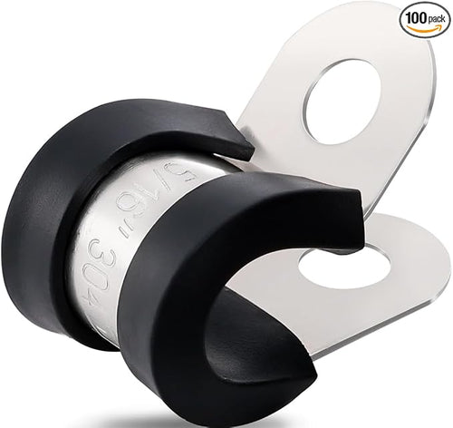 100PCS Cable Clamps 5/16 Inch 304 Stainless Steel Cable Clamps Rubber Coated by OURU