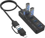 USB C Hub, 7 Ports USB3.0 to USB-C HUB by ONTEN