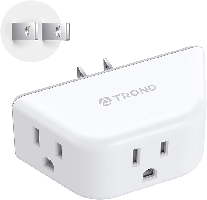 TROND 2 Prong to 3 Prong Outlet Adapter, 3-Way Angled Plug Extender by TRONDOfficial