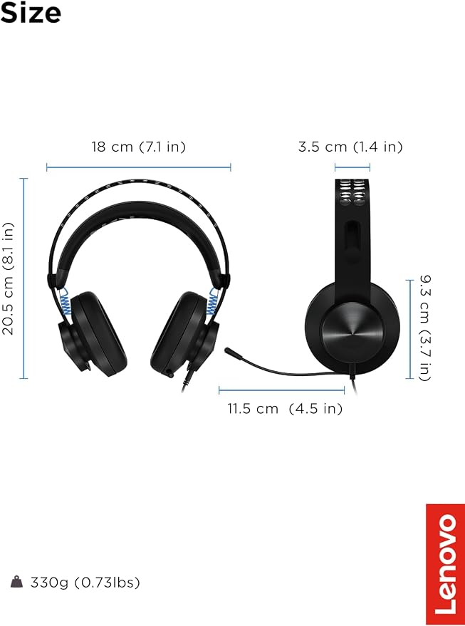 Lenovo Legion H300 Stereo Gaming Headset, Noise-Cancelling Mic, Memory Foam & - Image 9