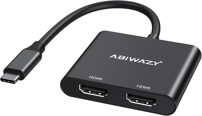 USB C to Dual HDMI Adapter 4K@60Hz, HDMI Splitter by ABIWAZY