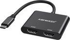 USB C to Dual HDMI Adapter 4K@60Hz, HDMI Splitter by ABIWAZY