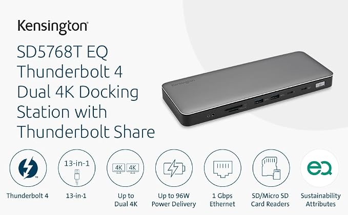 Kensington SD5768T EQ Thunderbolt 4 Docking Station, Dual 4K@60Hz via HDMI/TB4 - Image 5