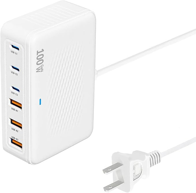 USB C Charger Block 100W Charging Station Hub GaN-III 6 Port Type C Travel by Unknown