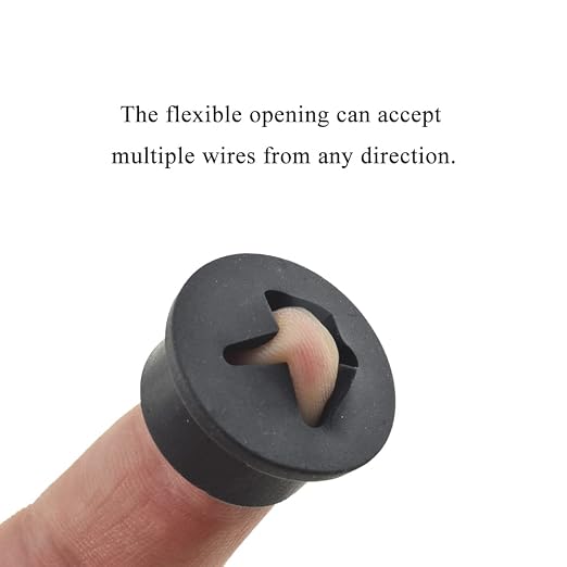 HAHIYO 4Pcs 0.8Inch/20mm Black Flexible Rubber Desk Grommet Wire Grommet Cable - Image 3