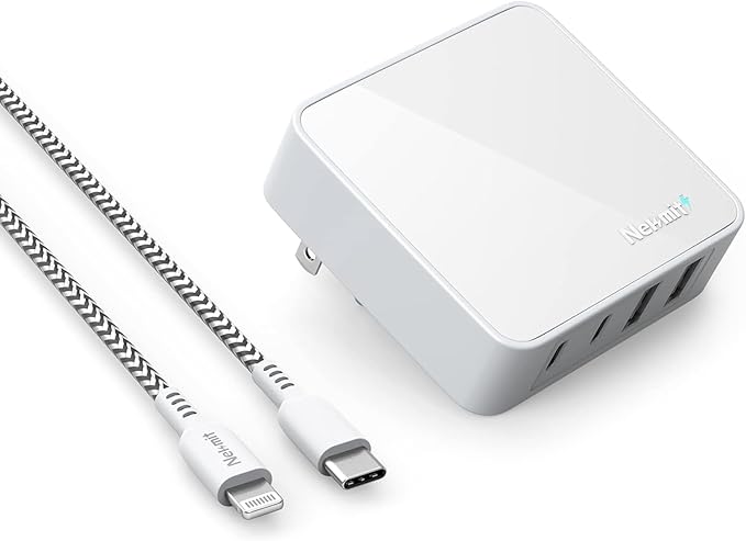 Nekmit USB C Charger, 52W 4-Port Thin Flat Fast Wall Charger by Nekmit