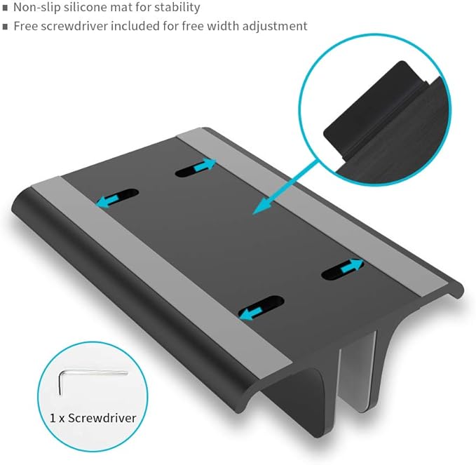 Vaydeer Double Adjustable Vertical Laptop Stand Newly Designed 2 Slots Aluminum - Image 6