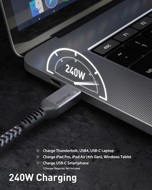 Maxonar Thunderbolt 4 Cable, 240W Thunderbolt Cable 40Gbps Sync 8K/5K@60Hz - Image 5