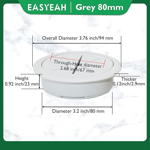 2 Pcs Desk Grommet 3-1/8" / 80 mm, Desk Hole Cover - Image 9