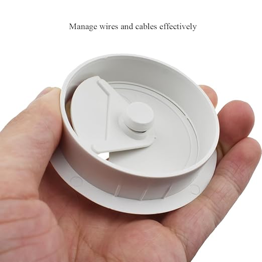 HAHIYO 2Pcs 2.4Inch/60mm White ABS Plastic Sector-Shaped Desk Grommet Wire - Image 5