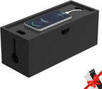 Bamboo Cable Management Box, Large Cord Organizer Box Cable Box to Hide Wires & by HoVoit
