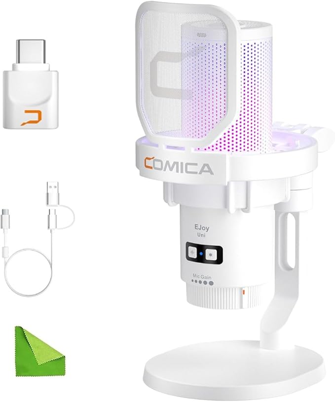 COMICA Wireless USB Microphone for Computer and Smartphone, 48kHz/24bit RGB by COMICA