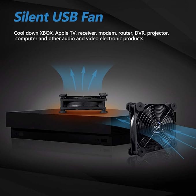 USB Dual 120mm Quiet Fan, 5V USB Portable Cooling Fan - Image 2