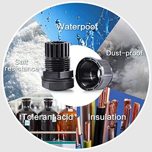 XHF 50 Pcs 1/2" IP68 Strain Relief Nylon Cord Grip Waterproof NPT Cable Glands - Image 5