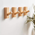 HomeDo 8Pack Adhesive Wall Hooks Hat Rack, Wooden Coat Hooks Wall Mounted by HomeDo
