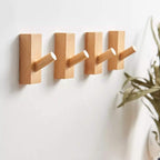 HomeDo 4Pack Adhesive Wall Hooks Hat Rack, Wooden Coat Hooks Wall Mounted by HomeDo