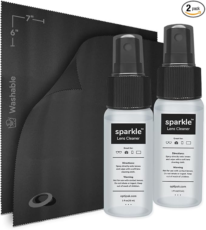 Sparkle Anti-Reflective Lens Cleaner Spray kit | 1oz Glasses Cleaner Spray + by OPTIPAK