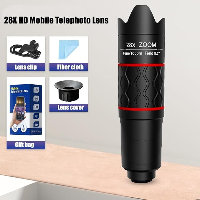 28X Telephoto Lens for iPhone Android Phones, 2-in-1 Mobile Phone Camera Lens - Image 2